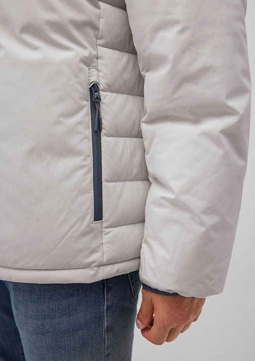 Kapusonlu Ac?k Gri Sisme Mont - Mavi фото 6