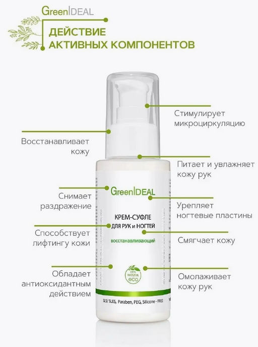 Крем-суфле для рук и ногтей восстанавливающий (натуральный) - Greenideal фото 3