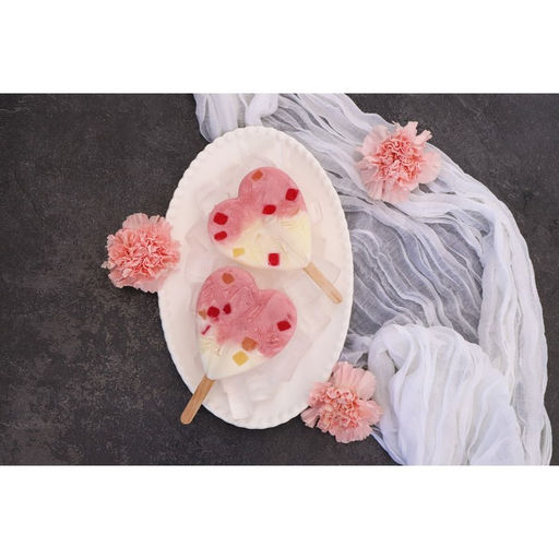 Форма для мороженого Сердечко, силикон, 19.5?14?2.5 см, 2 ячейки (8.4?9 см), МИКС