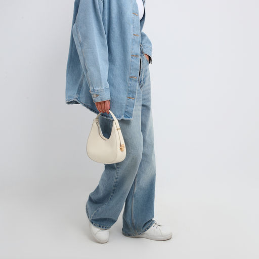 Сумка женская багет на молнии, 20.5×7×10.5 см, белая