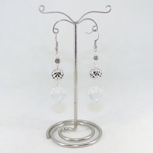 Серьги из горного хрусталя (огранка) диаметр 16 мм - длина 6 см