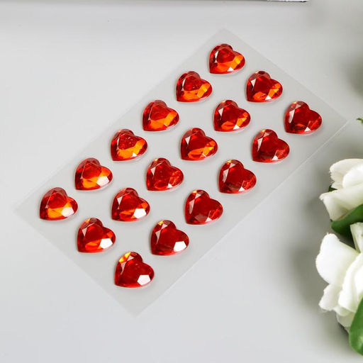 Стразы самоклеящиеся «Сердце», красные,16 мм (набор 18 шт.)