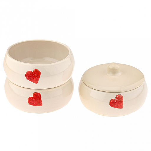 Набор для холодца керамический Русский 3 предмета по 0,9л, д16,5см Валентинка, h23см, с крышкой (Россия) - Домашняя мода фото 2