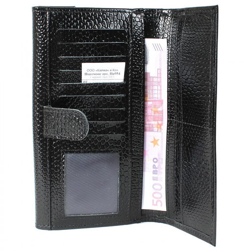 Портмоне женское Croco-ПР-954 натуральная кожа 3 отд, 17 карм, черный змея (201) 209307  фото 3