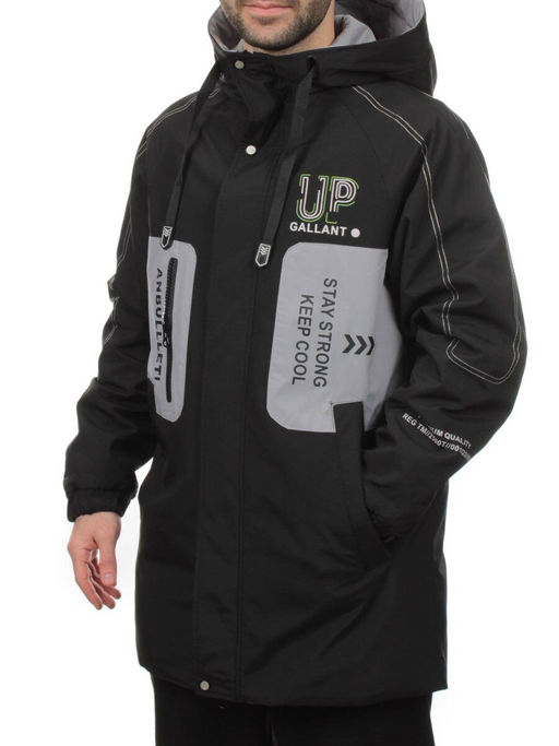 2171 BLACK GRAY Куртка мужская зимняя облегченная (130 гр. холлофайбер)