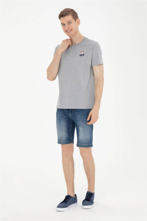 Мужская серая меланжевая футболка - U.s. polo assn фото 4