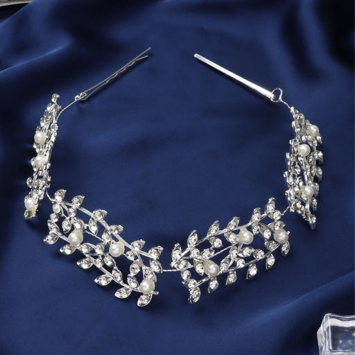 Аксессуар для волос «Леона», веточки, 26 см, серебро