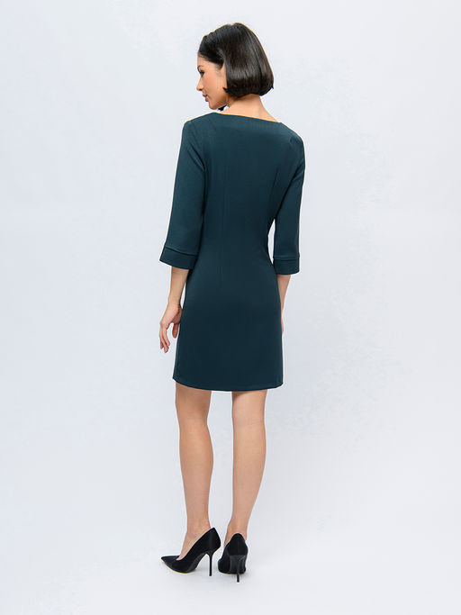 Платье изумрудного цвета длины мини и рукавами3/4 - 1001dress фото 3
