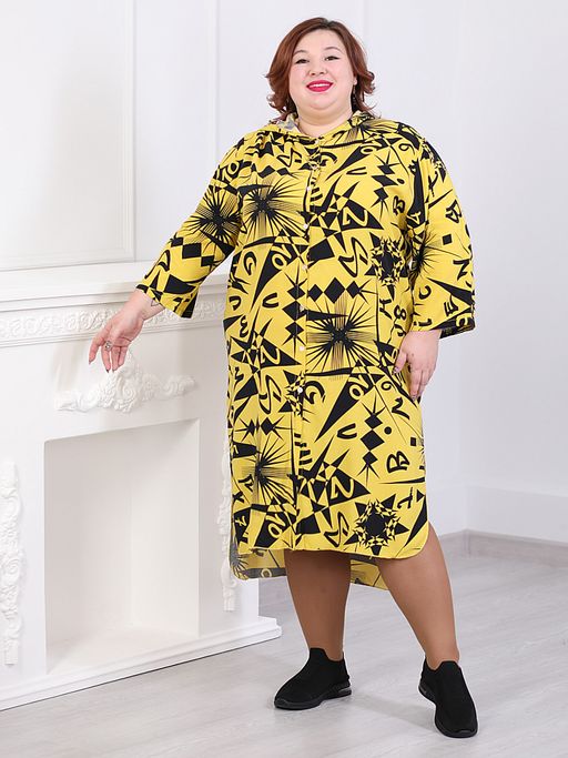 Платье-рубашка с капюшоном женское - Almond фото 4