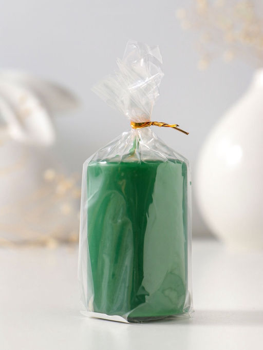 Цена за 2 шт. Свеча - цилиндр 4×6 см, 59 г, 6 ч, зелёный