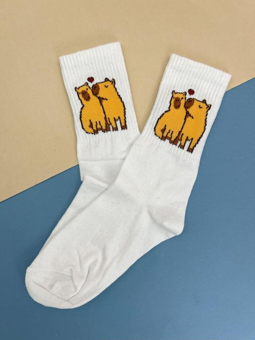 Носки Capybara in love, белый, мужские/женские р. 35-40