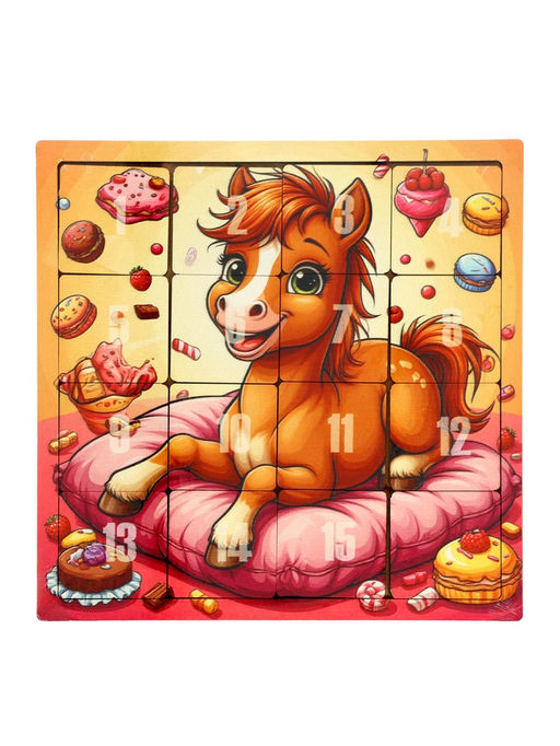 Настольная игра логическая Пятнашки. Лошадка со сладостями, 22?22 см, головоломка