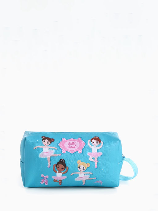 Цена за 2 шт. Косметичка на молнии с ручкой, объёмная, маленькая, с принтом «Балерины», голубой