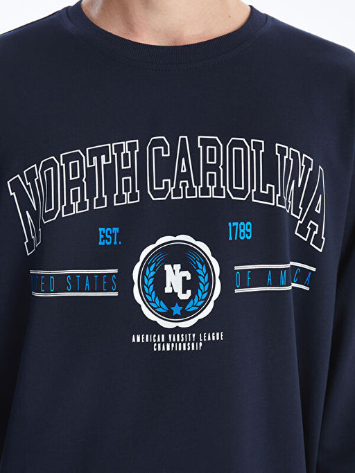 Bisiklet Yaka Uzun Kollu Erkek Sweatshirt