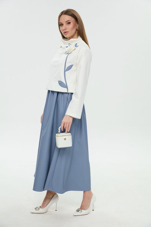 Платье NIKVA н924-14 молоко и голубой  фото 2