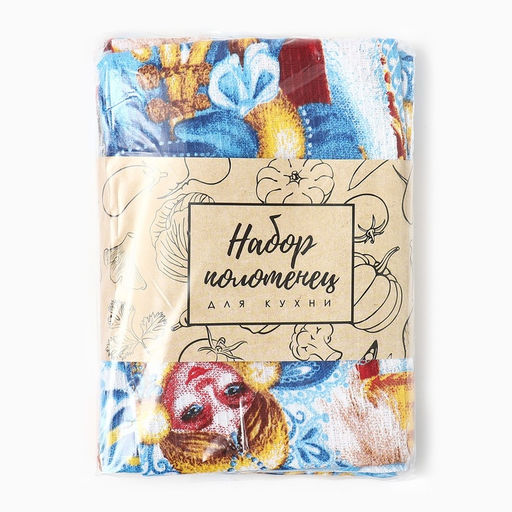 Набор новогодних полотенец Доляна С новым годом 35х60см-3штуки,100% хлопок, вафельное полотно 162г/м2 фото 7