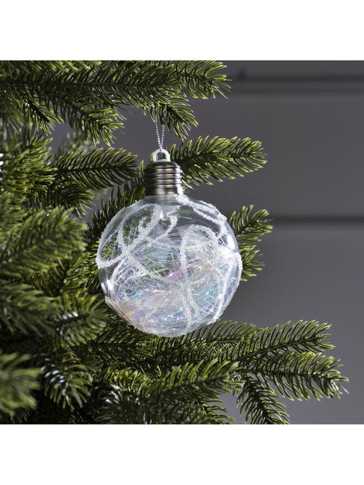 Ёлочный шар Ледяной узор, 10 см, 1 LED, от батареек, свечение RGB - Luazon lighting фото 10