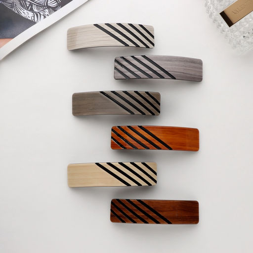 Цена за 3 шт. Заколка - автомат для волос «Чара», полосы, 9 см, МИКС