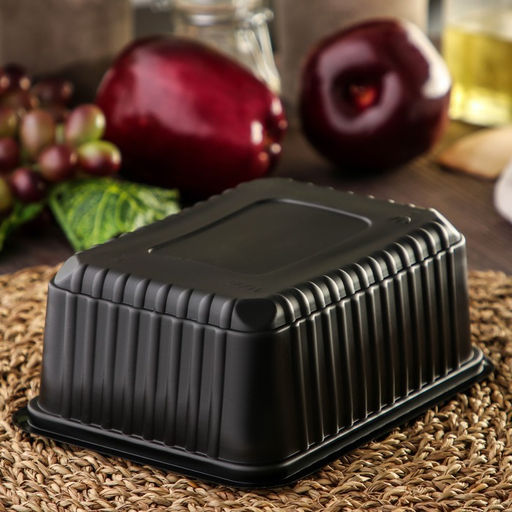 Цена за 500 шт. Контейнер одноразовый «Южуралпак», КР-179, пластик, 1 л, 17.9×13.2×6.7 см, чёрный