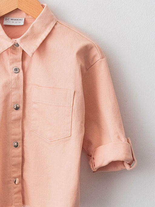 Basic Uzun Kollu Gabardin K?z ?ocuk G?mlek - Waikiki фото 3