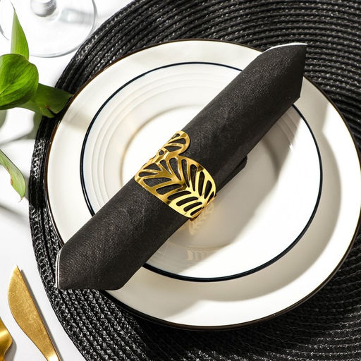 Кольцо для салфетки Лист, 4,54,55 см, цвет золотой - Simaland фото 2