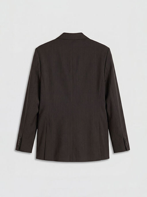 Regular Fit ?izgili Kruvaze Erkek Blazer Ceket