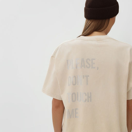 Футболка из вареного хлопка женская Mist Don&apos;t touch me, размер S, молочная