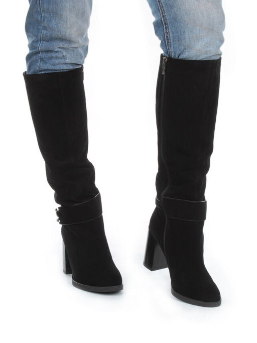 02-DL17-57 BLACK Сапоги зимние женские (натуральная замша, натуральный мех) - Фабричный китай фото 3