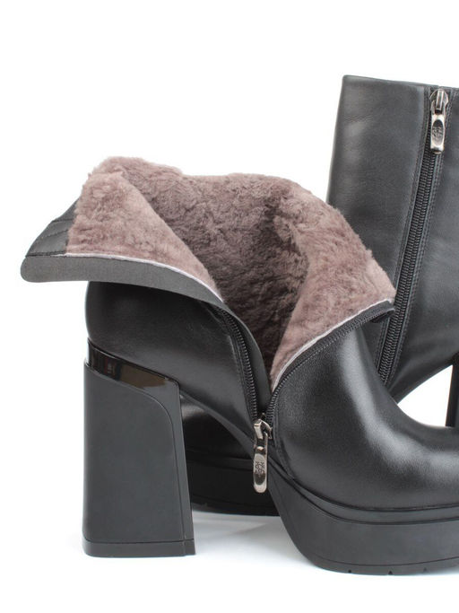 04-M3-1451 BLACK Ботильоны зимние женские (натуральная кожа, натуральный мех) - Фабричный китай фото 4