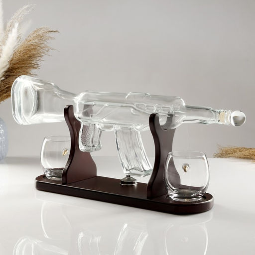 Мини-Бар Автомат, на подставке, на 2 персоны, штоф - 800 мл, стаканы 330 мл, 53?7?23 см, стекло, дерево