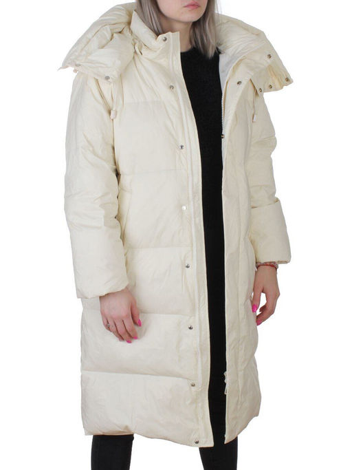 3063 MILK WHITE Пальто пуховое женское оверсайз (утиный пух)