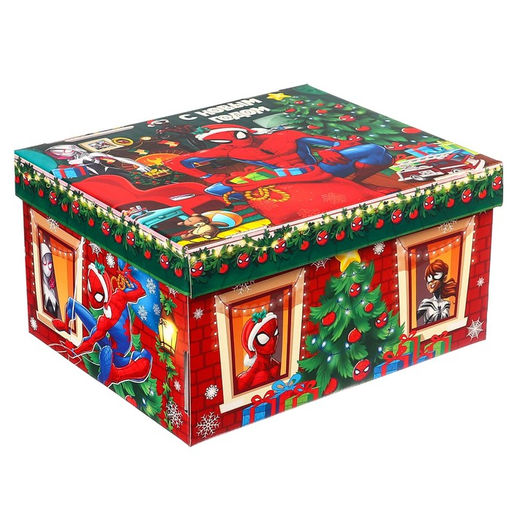 Коробка складная, с крышкой, 31 х 25,5 х 16 см С Новым годом, Человек-паук - Marvel фото 2