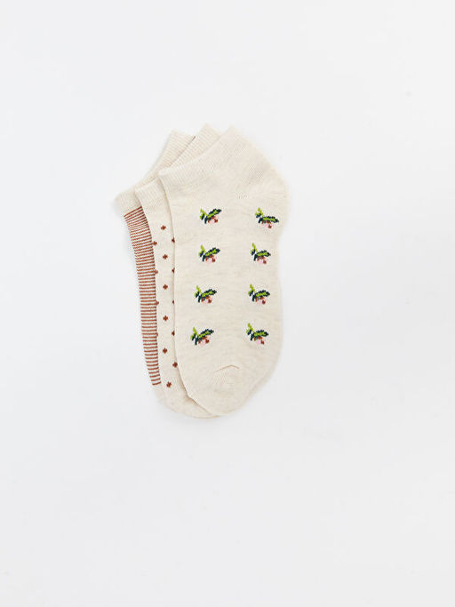 Desenli Kad?n Patik ?orap 3l?