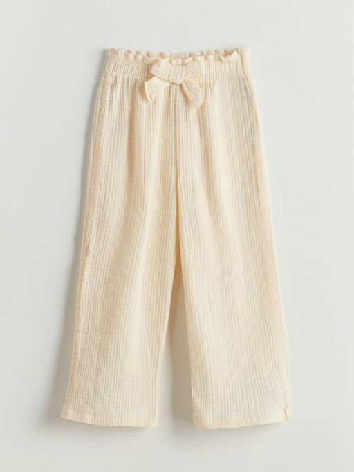Kurdele Detayl? K?z ?ocuk Muslin Pantolon