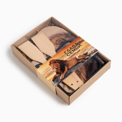 Набор подарочный Доляна Глава семьи: варежка 20х28 см, прихватка 17х17 см, 2 лопатки  фото 8