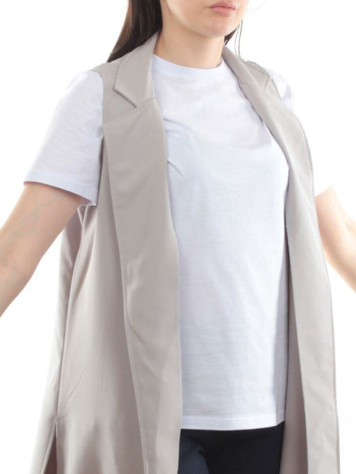 S2623 GRAY Жилет женский классический удлиненный (95% полиэстер,5% спандекс)