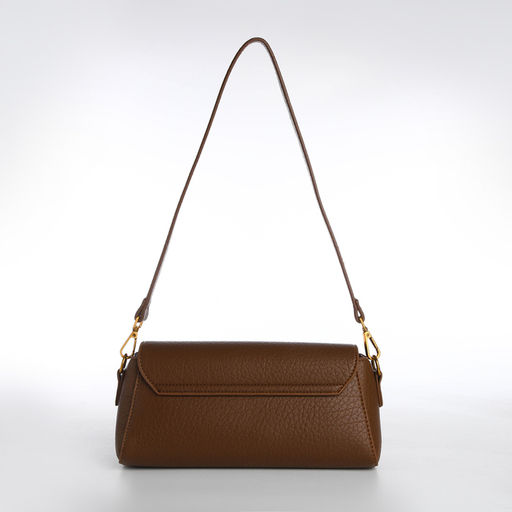 Сумка женская мессенджер TEXTURA на клапане, 26×9×12 см, тёмно-коричневая