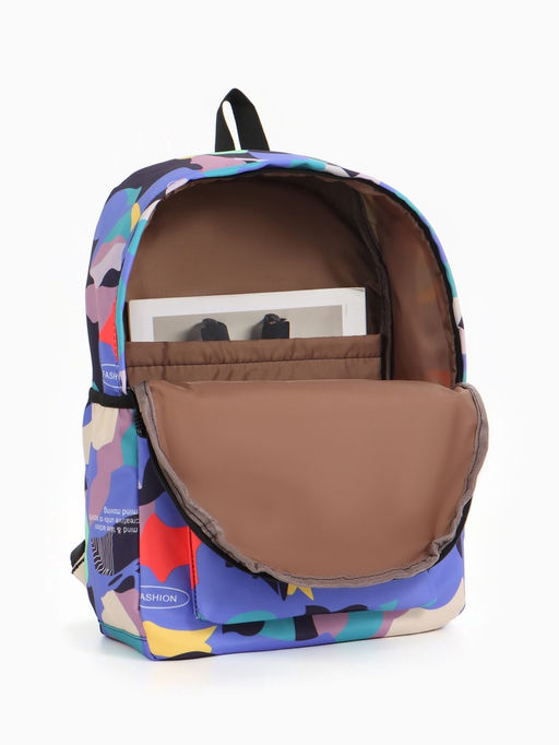 Рюкзак школьный на молнии, с карманами, с абстрактным рисунком, размер 30?13?42 см, с принтом, чёрный