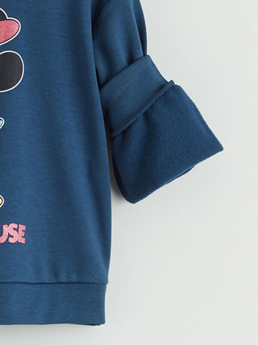 Bisiklet Yaka Minnie Mouse Bask?l? K?z ?ocuk Sweatshirt