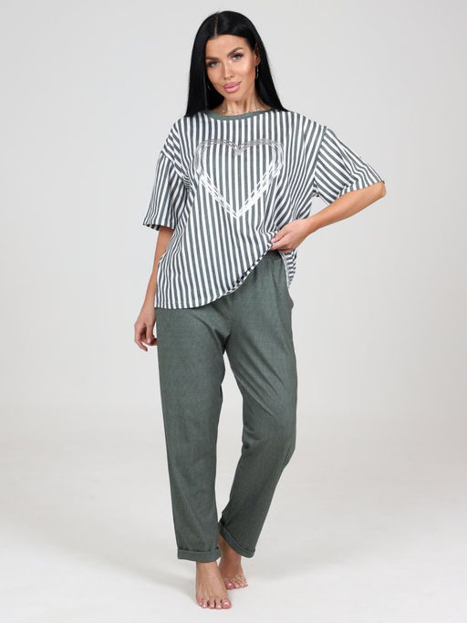 635 ЖЕНСКИЙ КОСТЮМ (брюки) (Хаки полоса) - А-дина фото 3