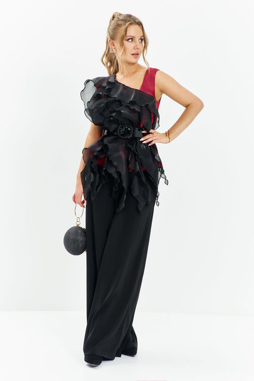 Блуза Euro Moda 681 красный, чёрный