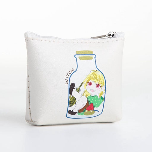 Кошелёк детский Аниме girl, монетница, на молнии, с рисунком, белый