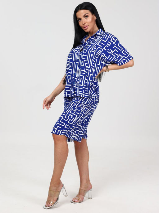 577 ЖЕНСКИЙ КОСТЮМ (шорты) (Синий с белым) - А-дина фото 4