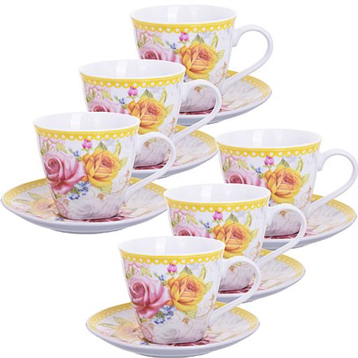 25793 Чайный сервизРозы12пр, 220мл фарфор LR(х8)