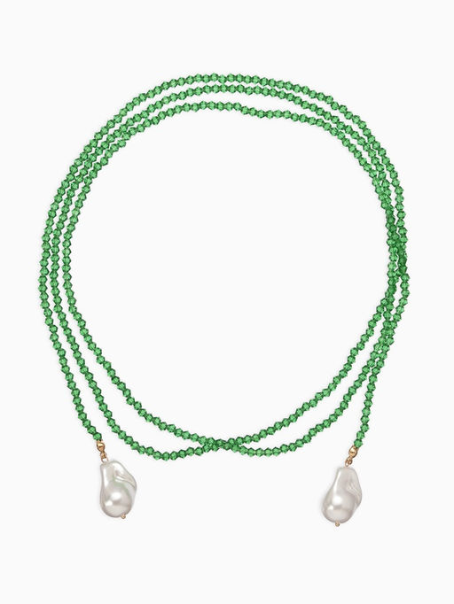 Бусы бисерные с подвесами жемчуг «Нить стекла», L=120 см, №2, зелёные