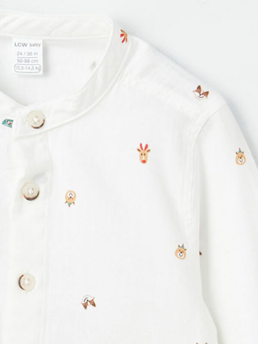 Hakim Yaka Uzun Kollu Desenli Gabardin Erkek Bebek G?mlek - Waikiki фото 2