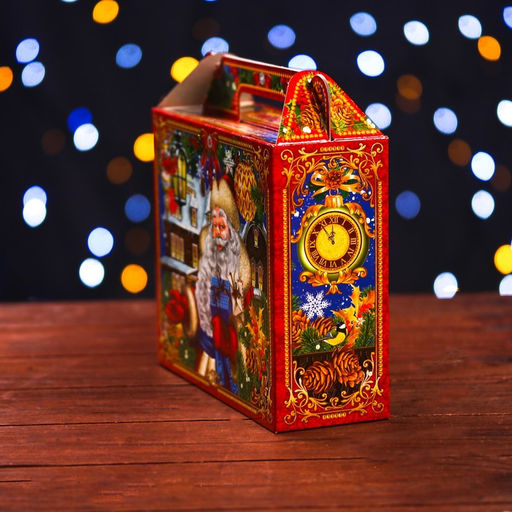 Цена за 10 шт. Подарочная новогодняя коробка «Праздничный коллаж» 17.3×6.5×15 см