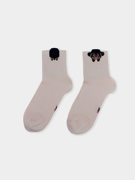 Цена за 5 пар! Носки женские розовые с рисунком в виде собачки - Mark formelle фото 3