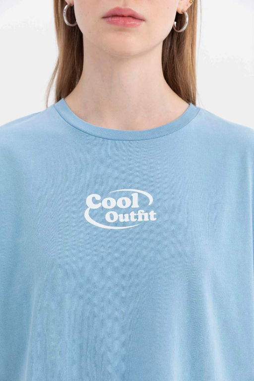 Футболка Cool Oversize с короткими рукавами и принтом на спине - Defacto фото 5