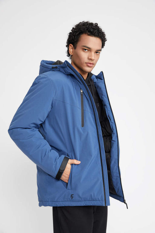 Водоотталкивающее водонепроницаемое пальто приталенного кроя DeFactoFit с флисовой подкладкой и капюшоном  фото 3